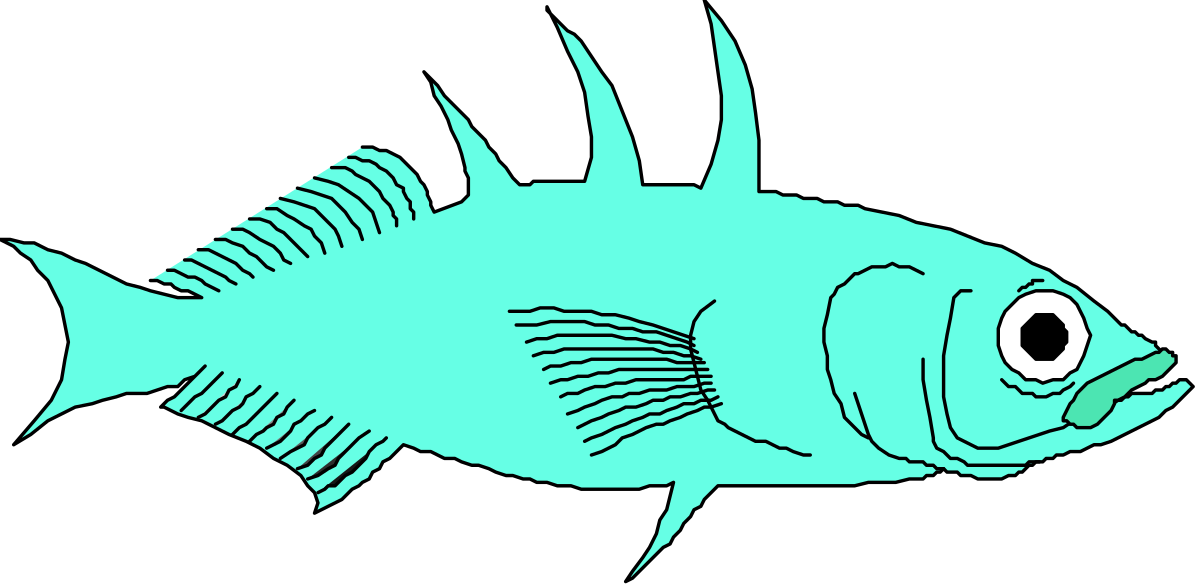 Blue Fish Clipart on Black Background - Stunning Aquatic Graphics
