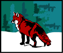 Red Fox Standing in Snow - Captivating Clipart for Winter Themes