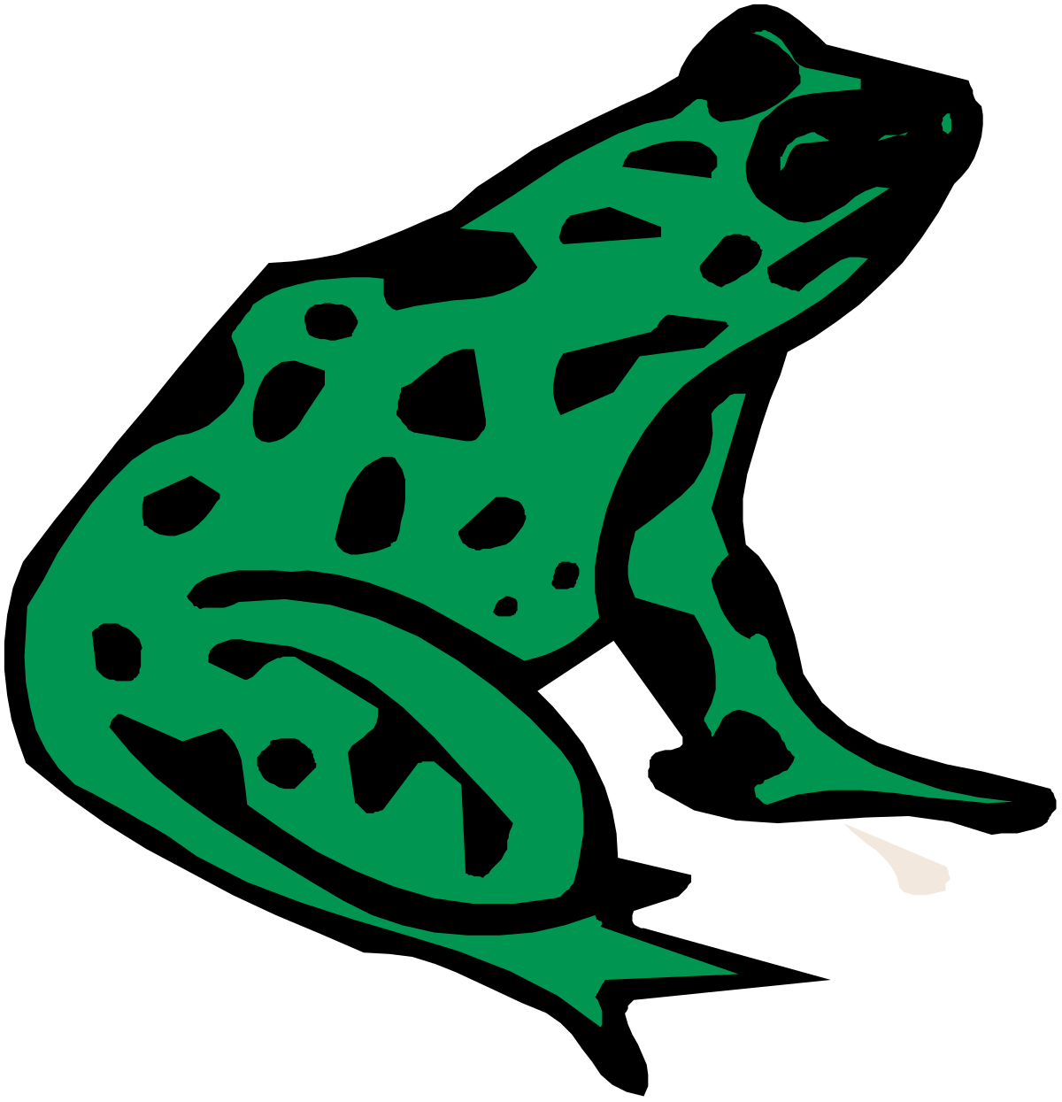 Green Frog on Black Background Clipart - Eye-Catching Illustration