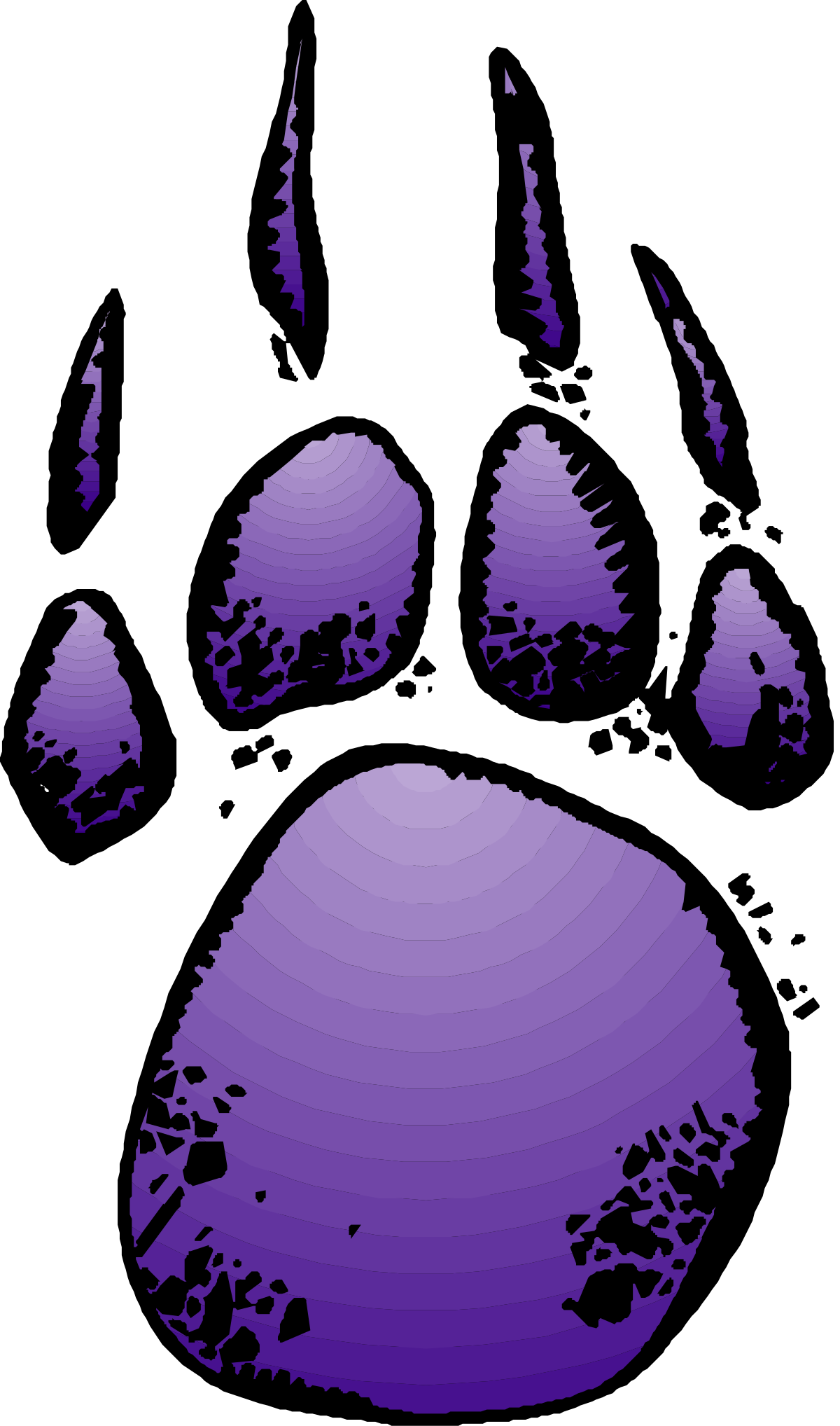 Purple Paw Print on Black Background Clipart