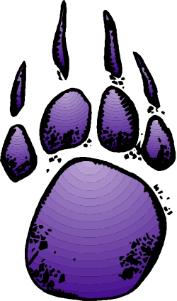 Purple Paw Print on Black Background Clipart