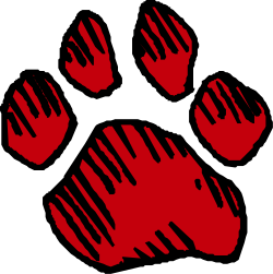 Red Paw Print on Black Background - Perfect Clipart for Pet Lovers