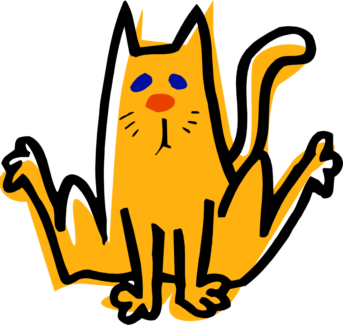 Yellow Cat with Blue Eyes Sitting on the Ground Clipart
