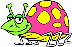 Cartoon Green and Yellow Bug with Pink Shell Clipart