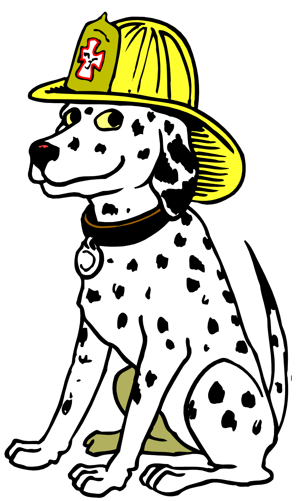 Dog in Fire Hat Clipart - Playful and Courageous Canine Art