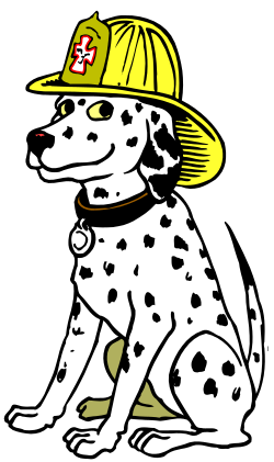 Dog in Fire Hat Clipart - Playful and Courageous Canine Art