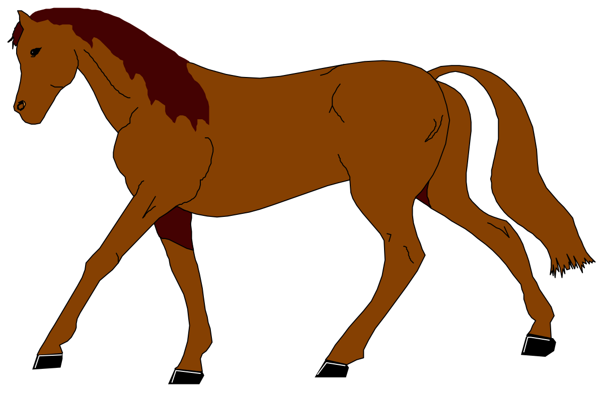 Horse Walking on Black Background Clipart