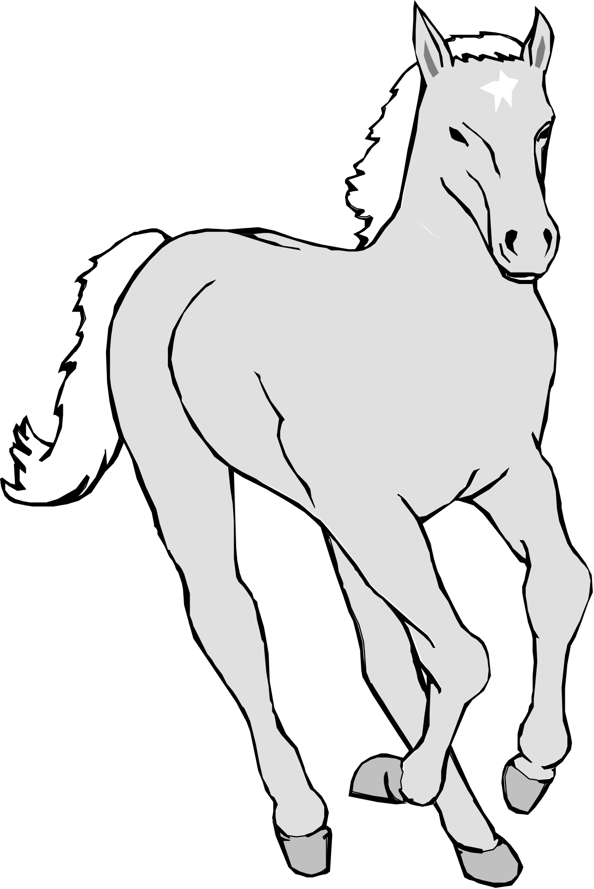 Horse with White Mane on Black Background - Stunning Clipart