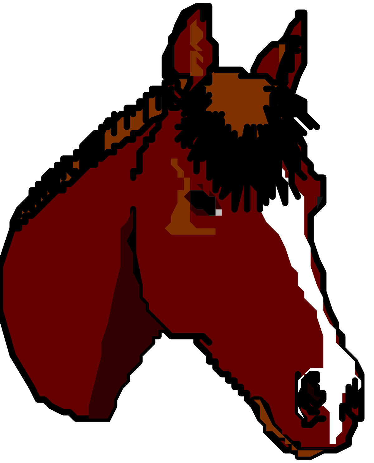 Red Horse Head on Black Background - Vibrant Clipart Design