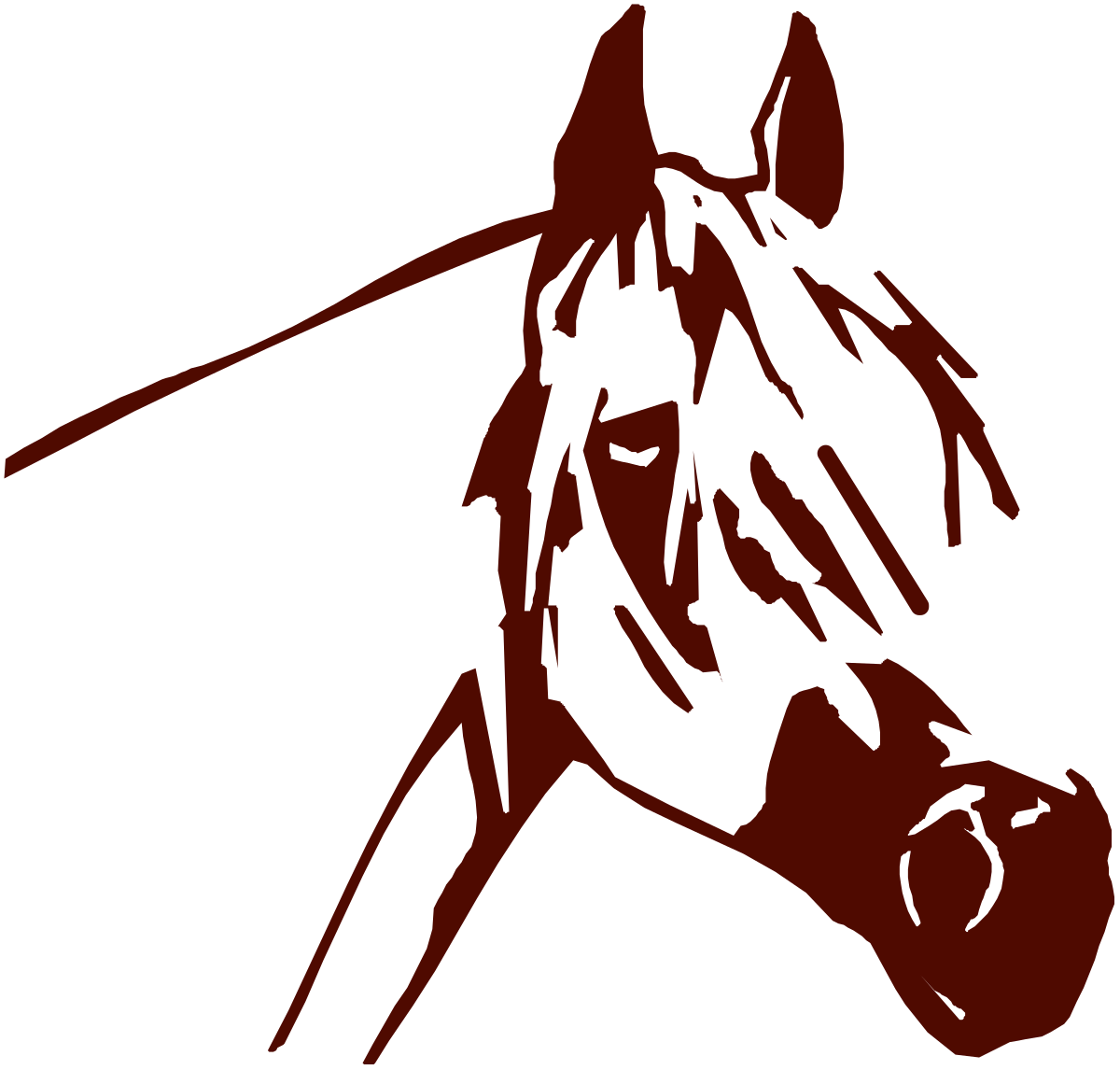 a horse head with a long nose and a long nose clip art png transparent Horse Head Clipart: Elegant Long-Nosed Equine Illustration