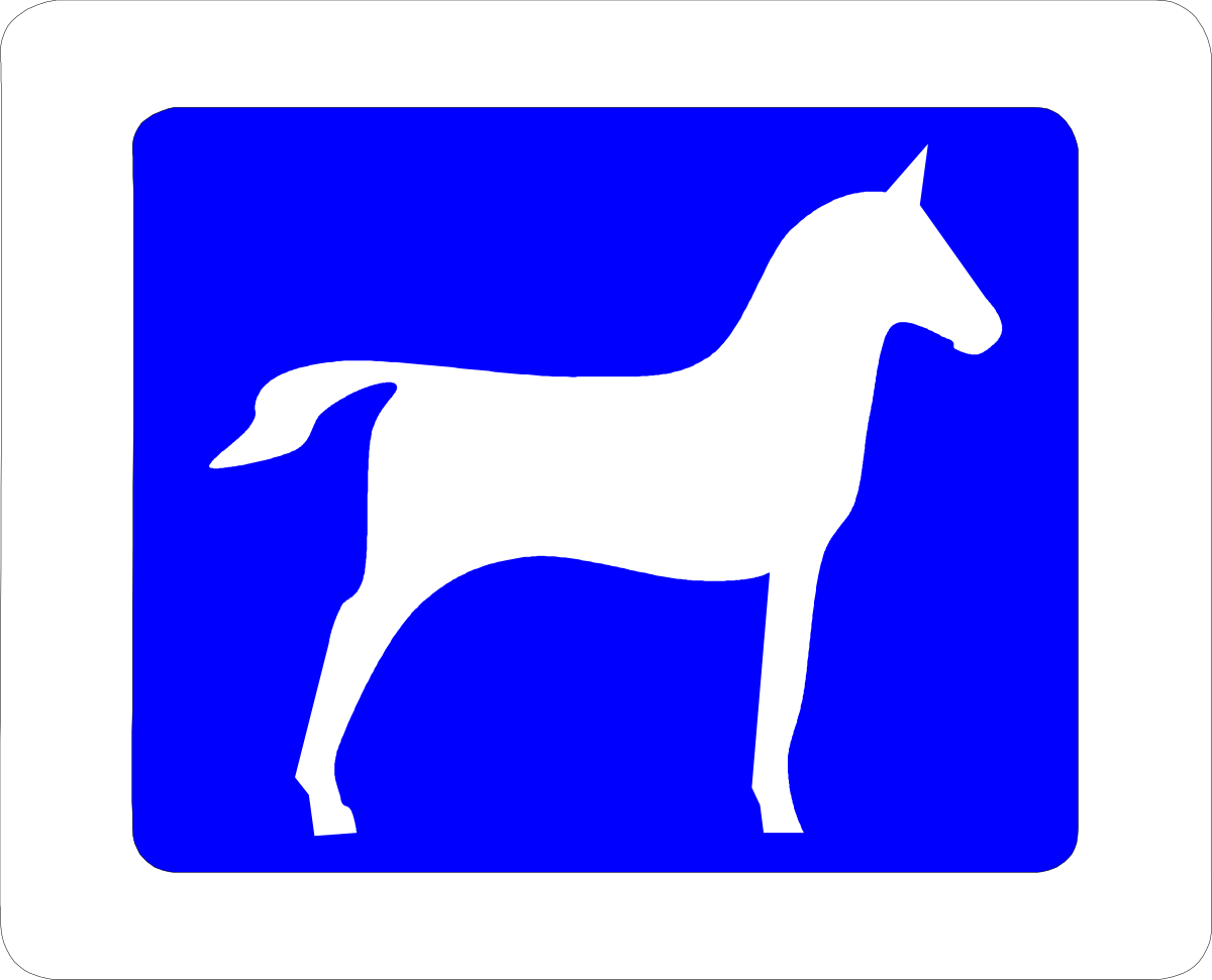 Horse Clipart on Blue and White Sign - Perfect for Your Projects