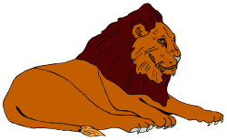 Lion Laying Down on the Ground - Majestic Wildlife Clipart