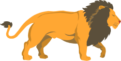 Lion Standing Majestically on Black Background - Stunning Clipart