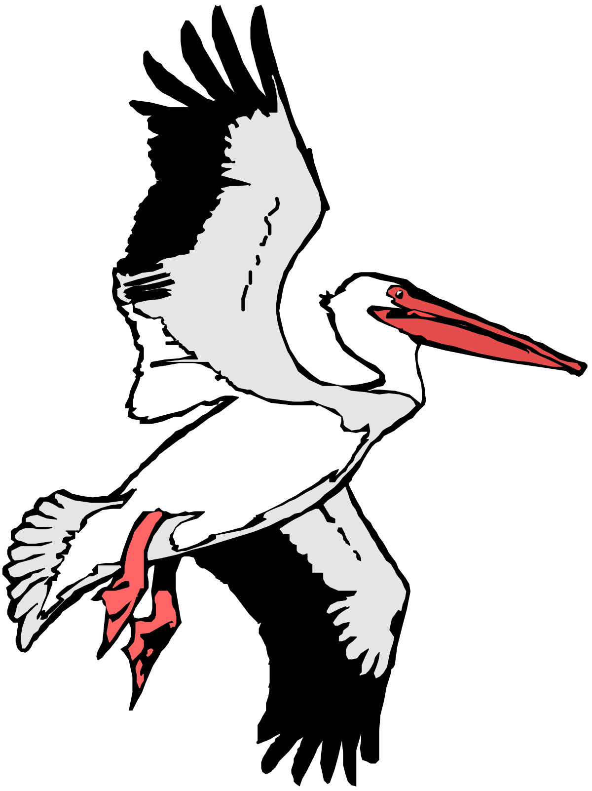 White Stork Flying in the Air - Elegant Nature Clipart