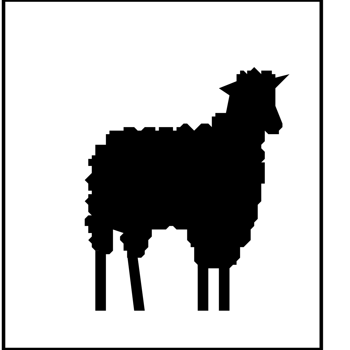 Sheep Silhouette in Square Frame Clipart