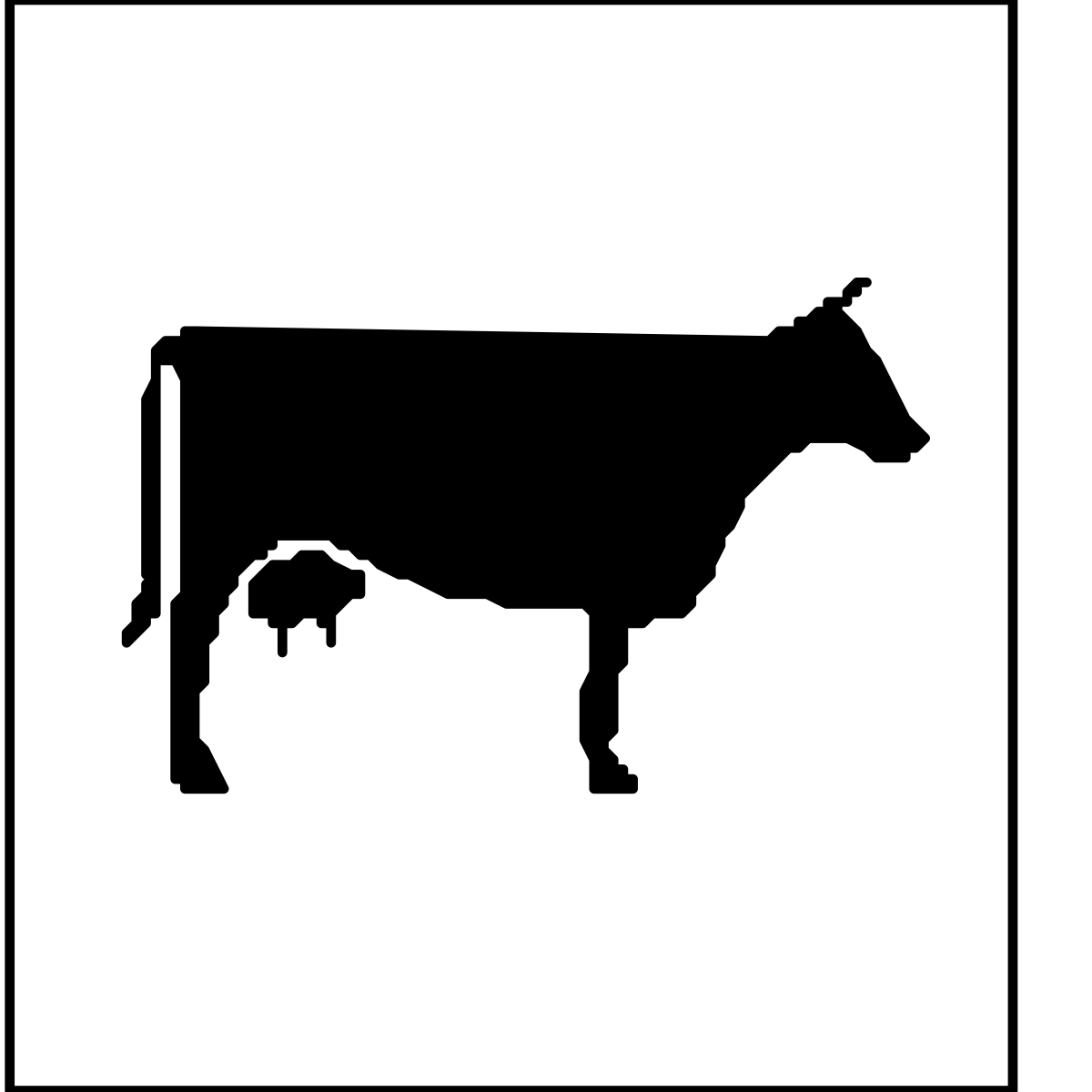 Cow Silhouette Clipart - Square Frame Design for Versatile Use