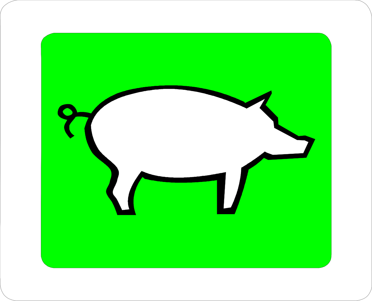 Pig Clipart on Green Background - Cute Farm Animal Illustration