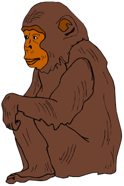 Brown Monkey Sitting on the Ground - Playful Clipart for Creative Projects