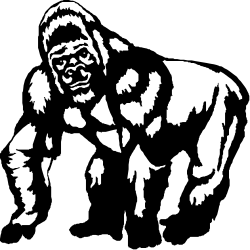 Gorilla Silhouette on Black Background - Striking Clipart for Designs