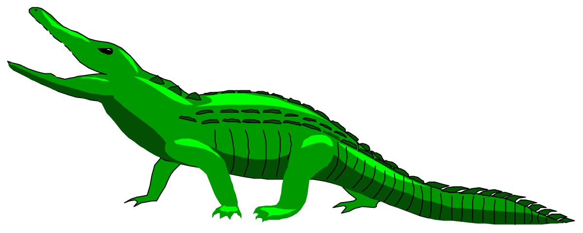 Green Alligator with Open Mouth Clipart - Vibrant Wildlife Illustration