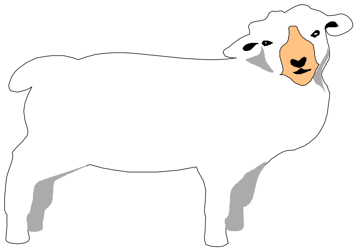 Cute Sheep Clipart with Brown Nose and White Face