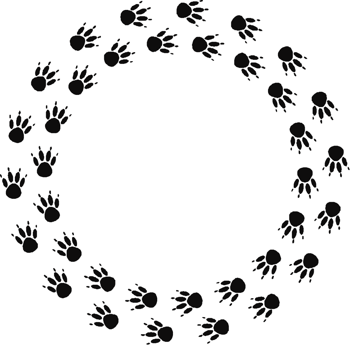 Black and White Wreath with Leaves - Elegant Clipart Design