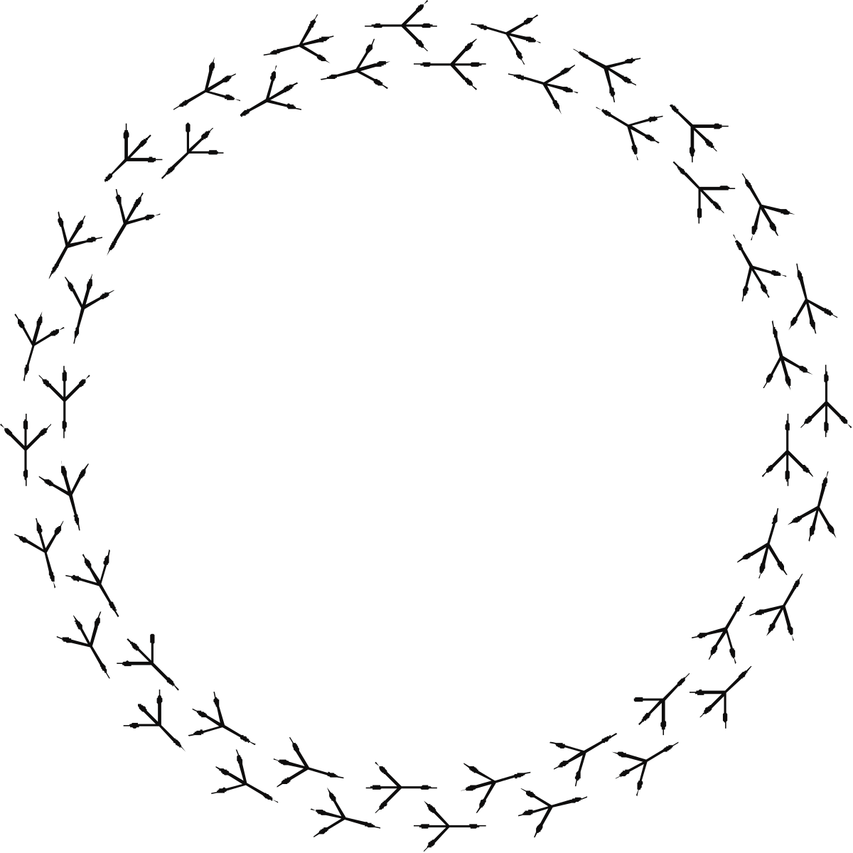 Circle of Branches on Black Background - Nature Inspired Clipart