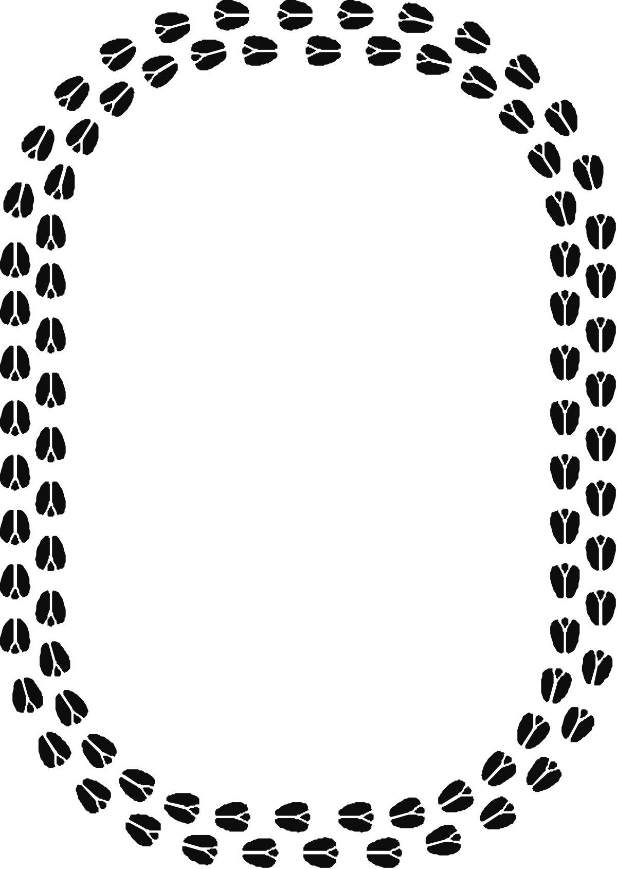 Black and White Circular Leaf Frame Clipart