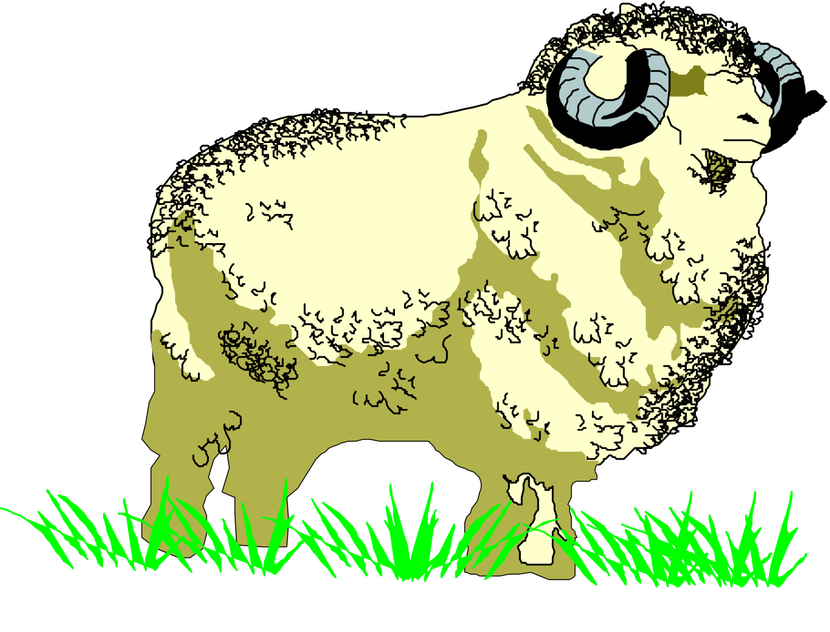 Sheep with Headphones in Grass - Playful Clipart for Creative Projects
