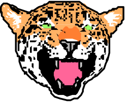 Tiger Head Clipart with Vibrant Pink and Green Eyes
