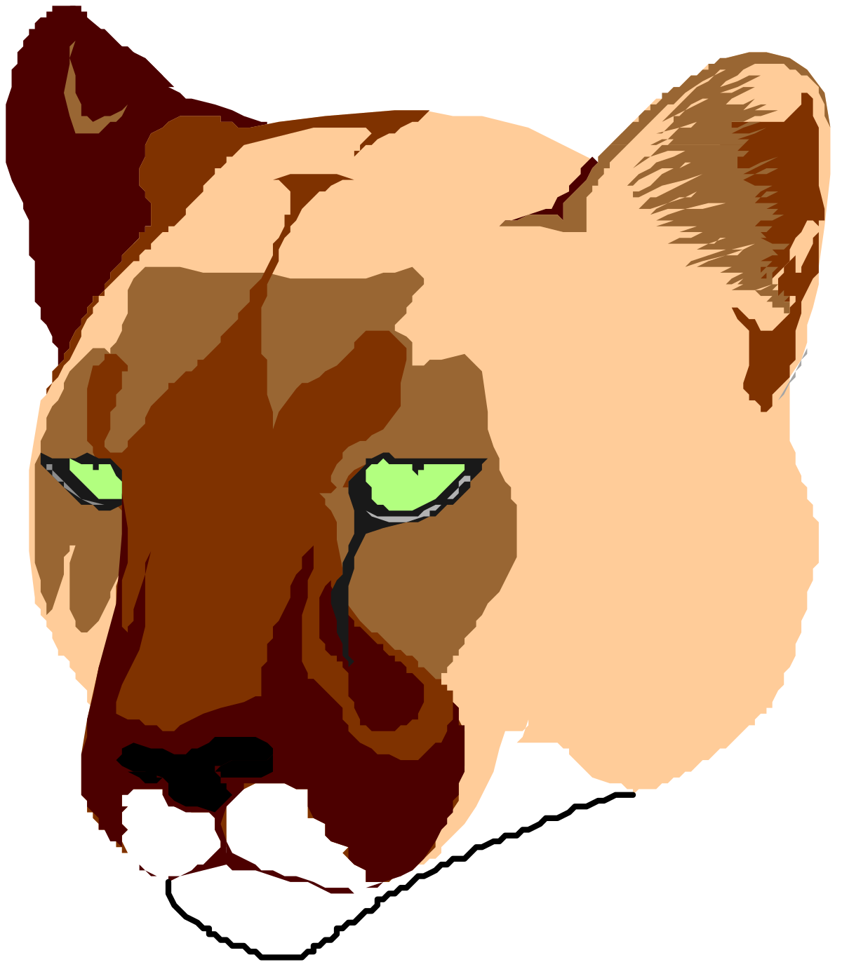 a brown and green colored panther ' s face clip art png transparent Panther Face Clipart: Stunning Brown and Green Artwork for Your Projects