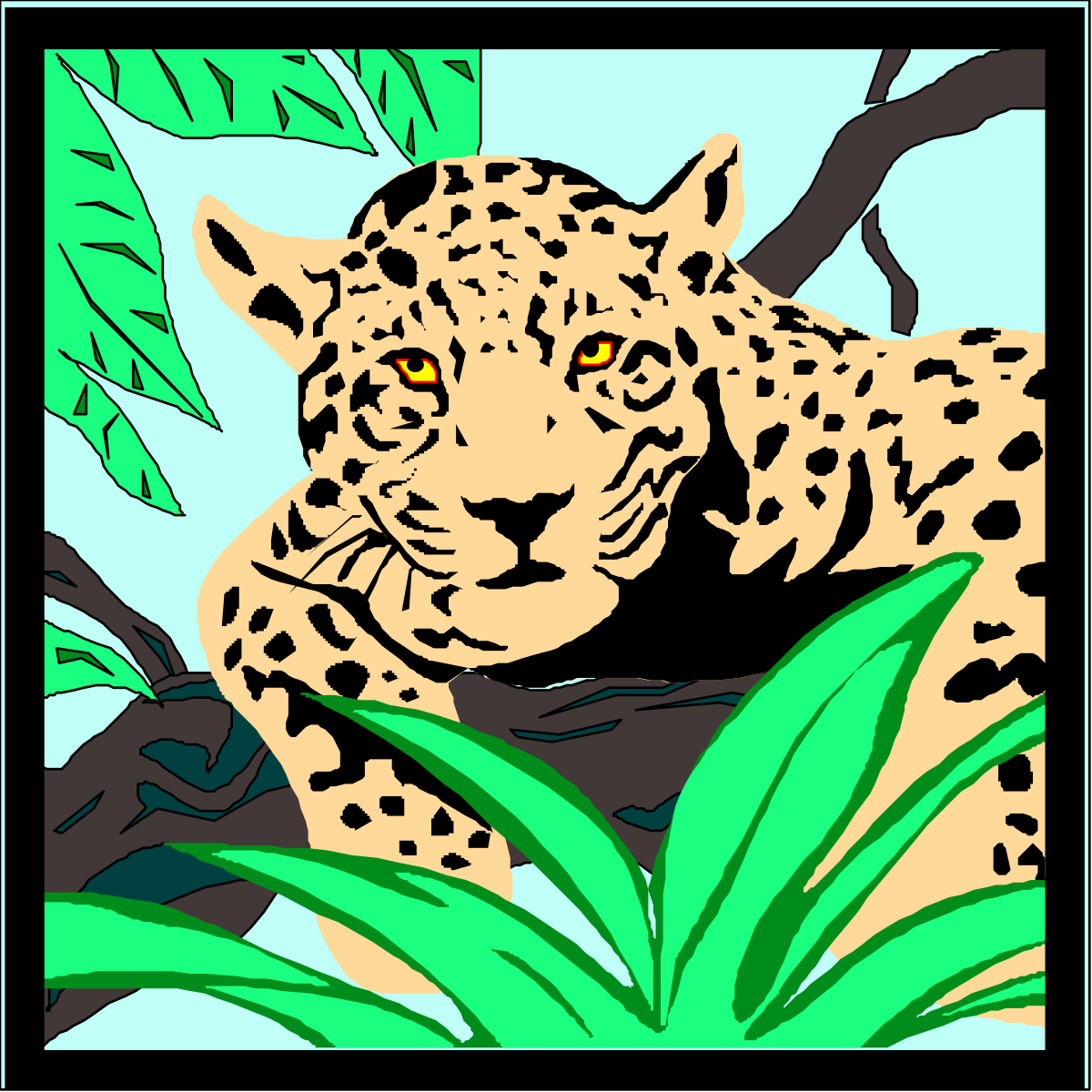 Leopard in Tree with Leaves - Captivating Clipart for Wildlife Themes