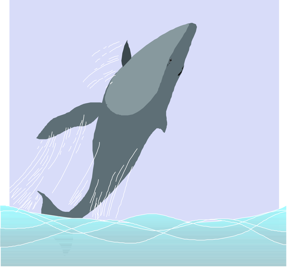 Whale Jumping Out of Water Clipart - Dynamic Marine Scene
