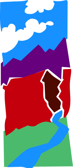 Mountain Map Clipart with Clouds and Borders - Ideal for Travel Themes