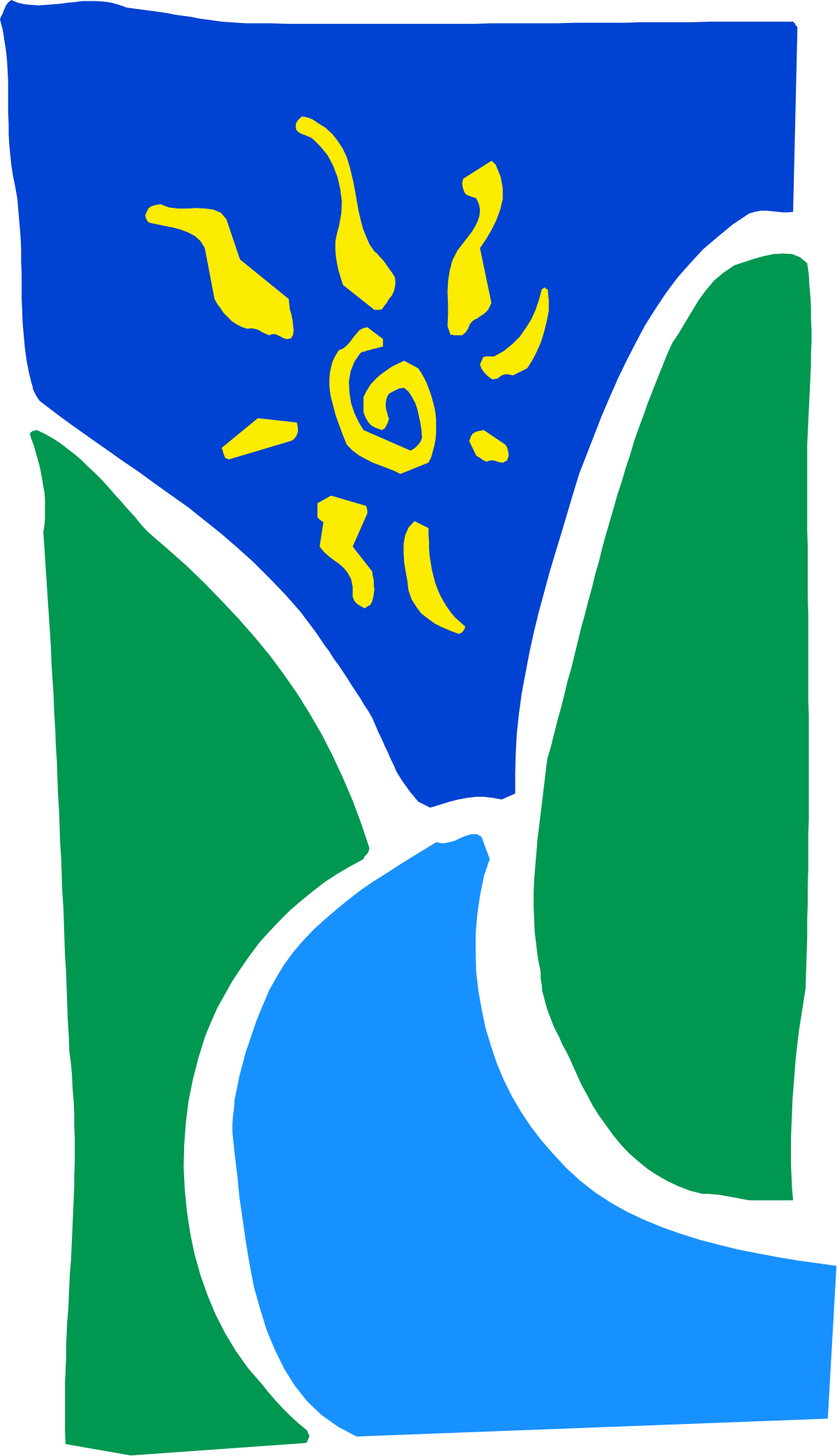 Sun Clipart: Blue and Green Logo Design with Borders