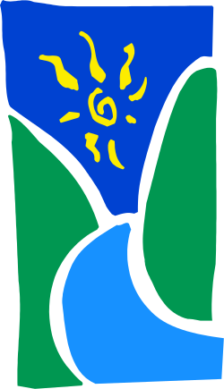 Sun Clipart: Blue and Green Logo Design with Borders