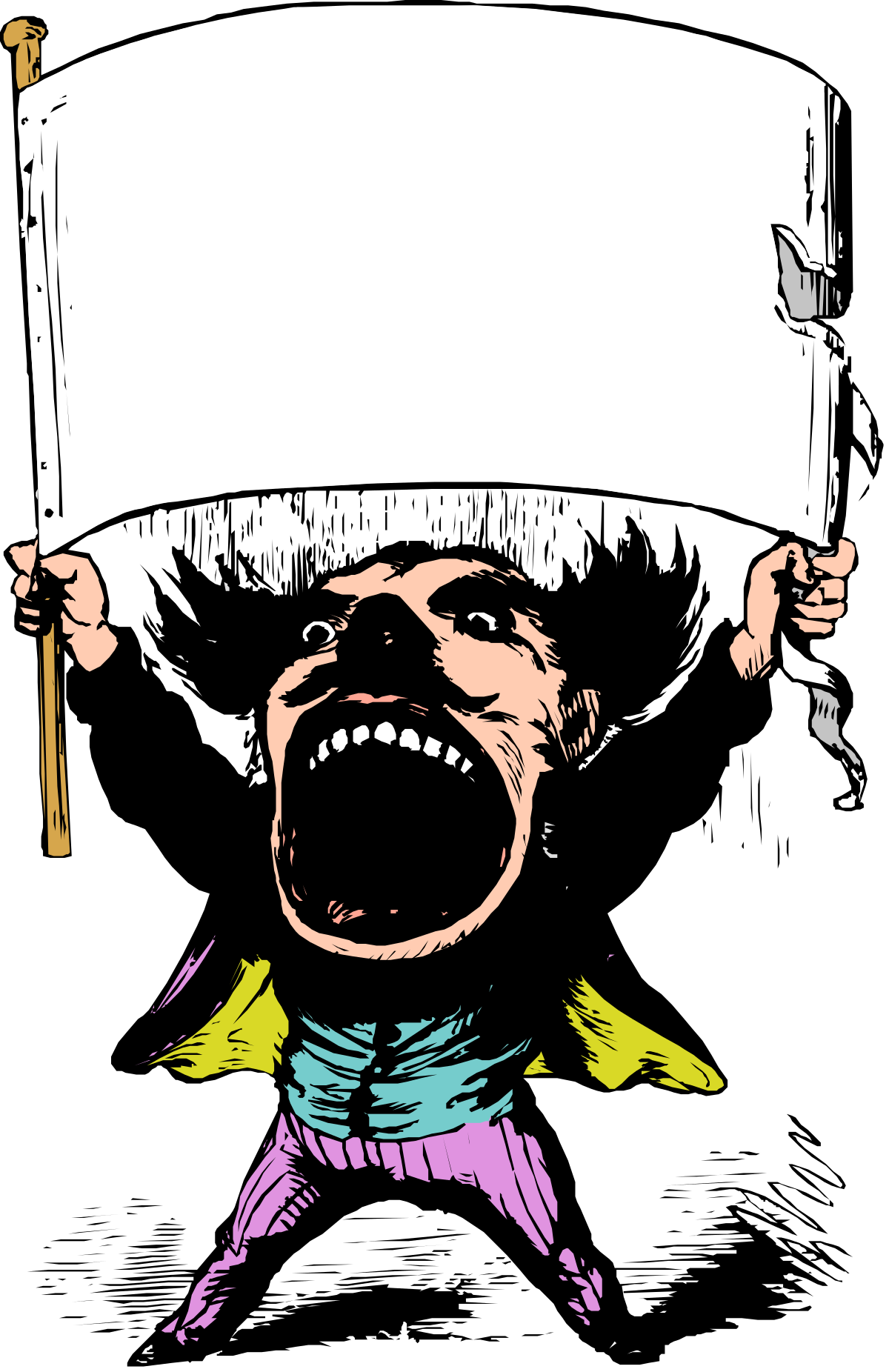 Cartoon Character Holding a Sign - Playful Backland Borders Clipart