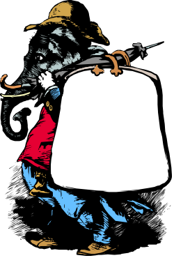 Cartoon Character Holding Large White Sign - Clipart for Creative Projects