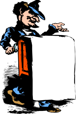 Man Holding White Board with Red and Blue Stripes - Clipart Design