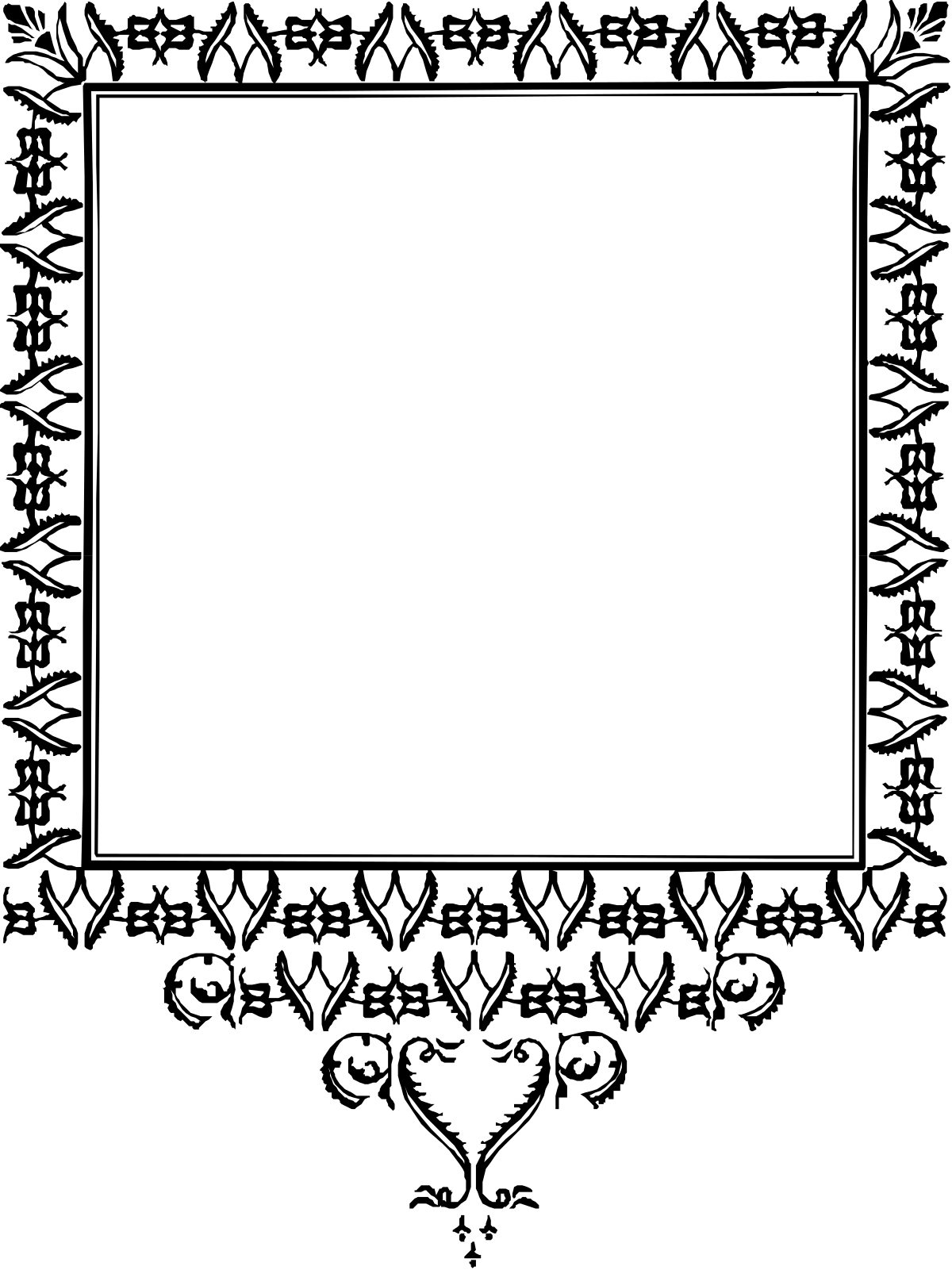 Elegant Black and White Frame Clipart with Pattern Design