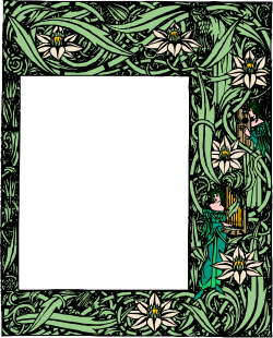 Green Floral Frame Clipart Featuring a Woman