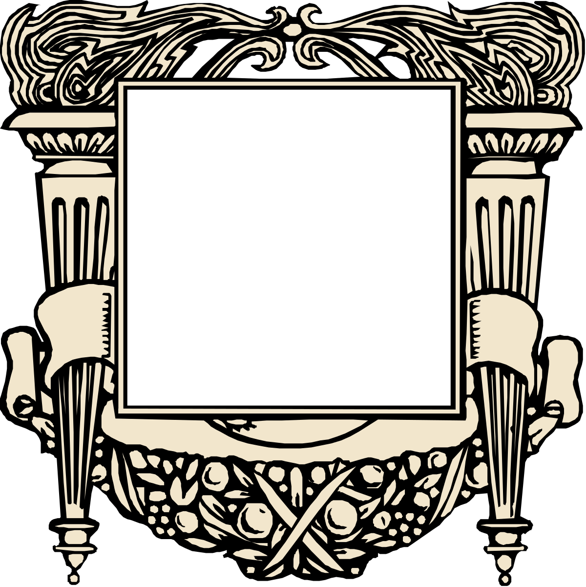Elegant Black and White Floral Frame Clipart for Creative Designs