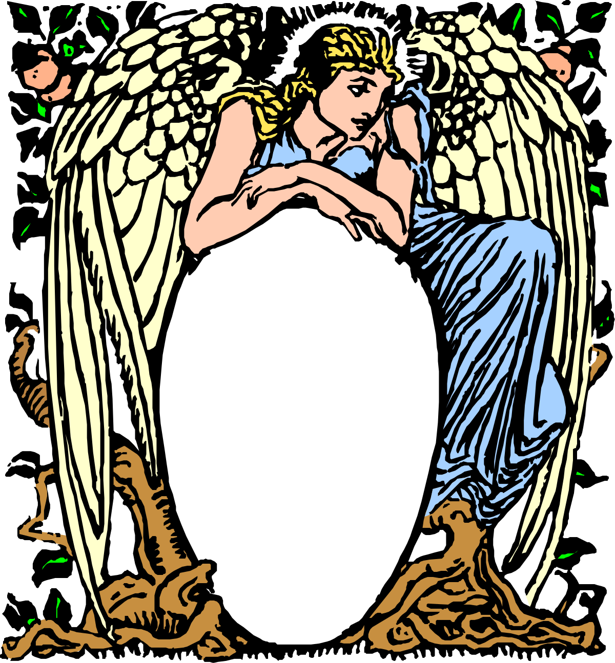 Angel with Wings and Halo Clipart for Borders and Backgrounds