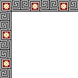 Red and White Square Borders with Four Corner Squares Clipart