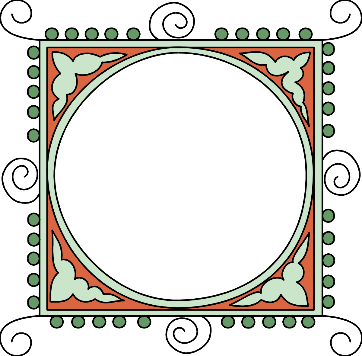 Vibrant Green and Orange Square Frame Clipart Design