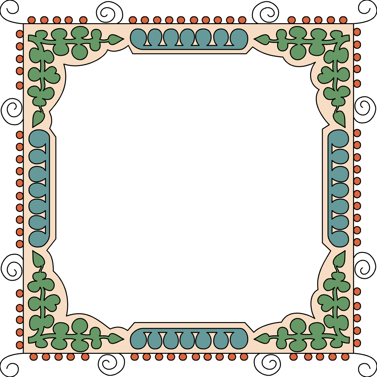 a square frame with a pattern of leaves and flowers clip art png transparent Elegant Floral Leaf Pattern Square Frame Clipart