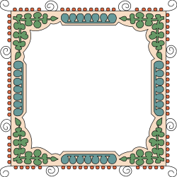 Elegant Floral Leaf Pattern Square Frame Clipart