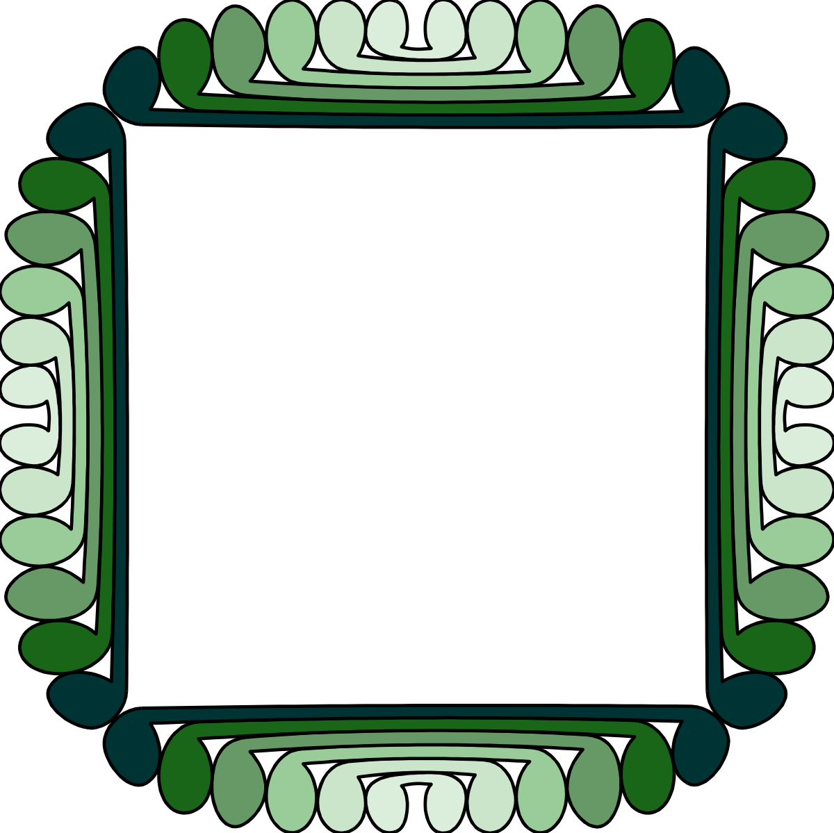 Green Frame Clipart - Black Background Decorative Borders