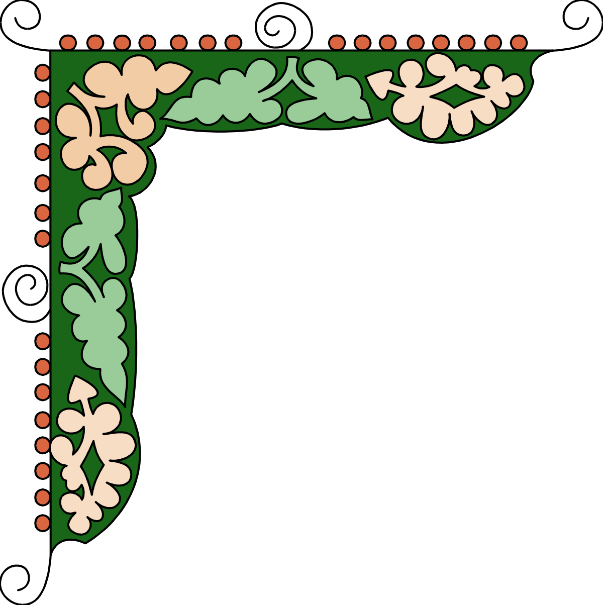 Flower Pattern Borders and Corners - Green and Red Clipart