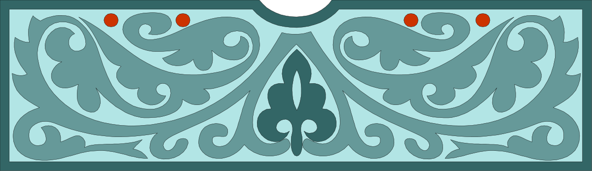 Blue and White Pattern Clipart with Red Dot - Decorative Borders